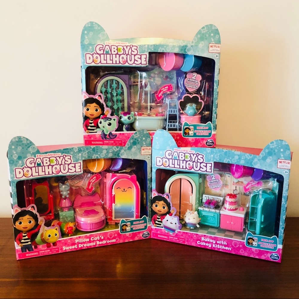 New! Gabby’s Dollhouse 3 Room Set